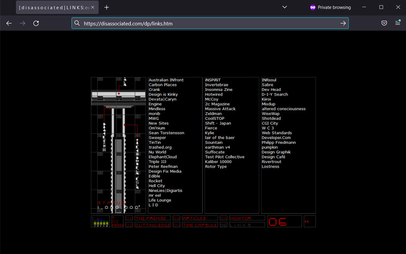 Links page, disassociated.com, late 1999