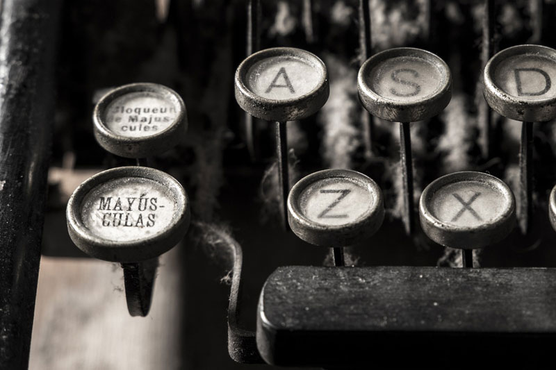 Close up of typewriter keys, photo by Valerio Errani