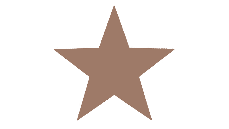 An image of a five pointed star in the colour of PANTONE Mocha Mousse