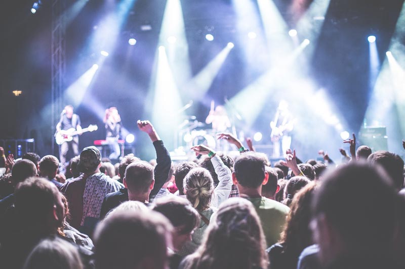 Audience at a live music show facing the stage