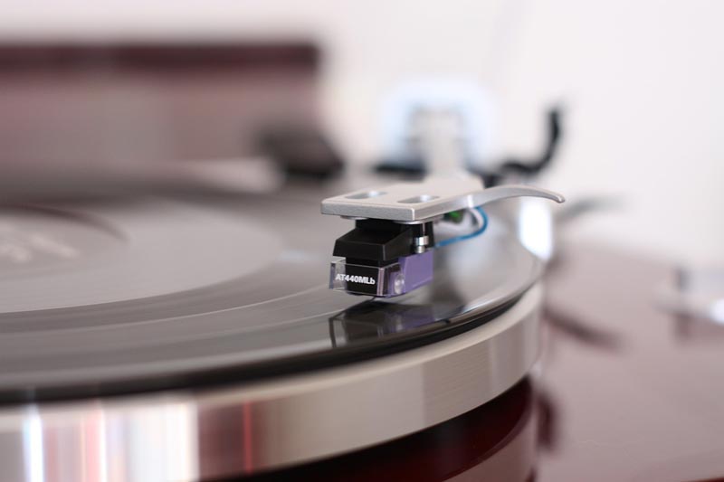 Vinyl record on a record player turntable
